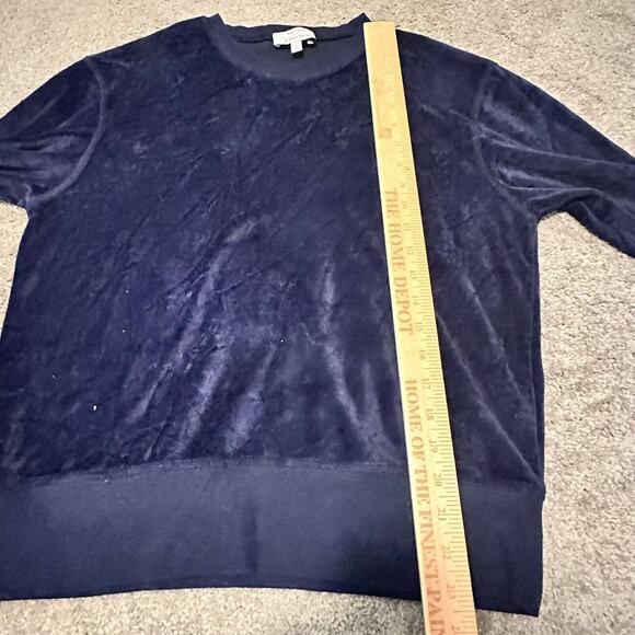 & Other Stories Women's Size S Velvet Velour Crew Neck Sweatshirt Navy - Picture 5 of 5